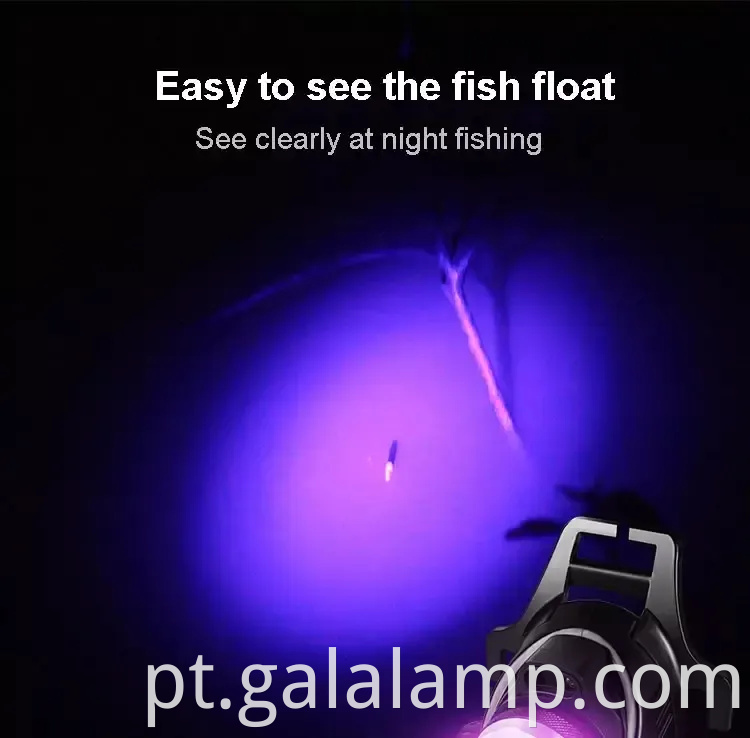 Faróis UV recarregáveis com 395nm LED para pesca noturna e caça ao escorpião